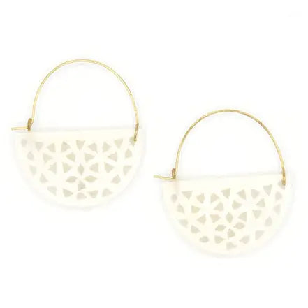 Upcycled Bone Half Moon Hoops