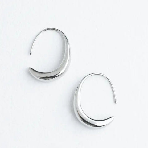 Crescent Moon Thread Drop Earrings in Rose Gold