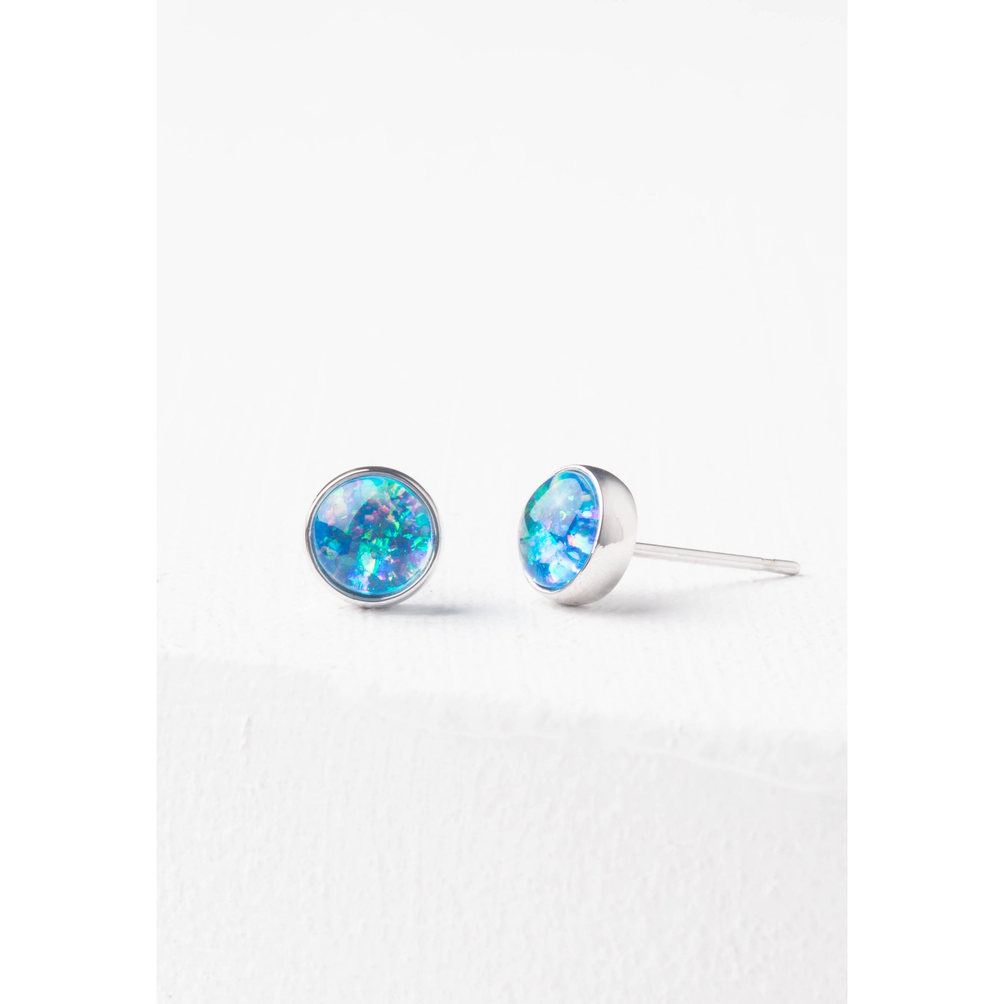 Lora Blue & Silver Stud Earrings