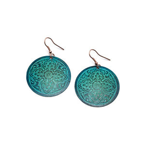 Devika Teal Disc Drop Earrings