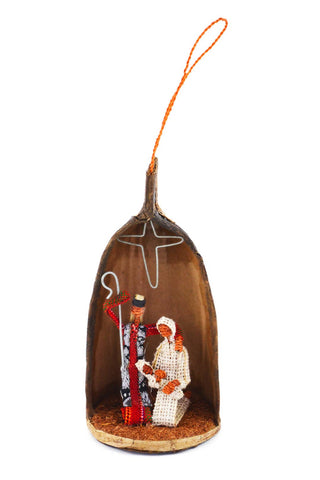 Banana Fiber Holy Family Nativity with Hanging Loop