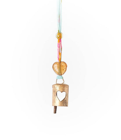 Chakshu Heart Cutout Bell Wind Chime Upcycled Sari