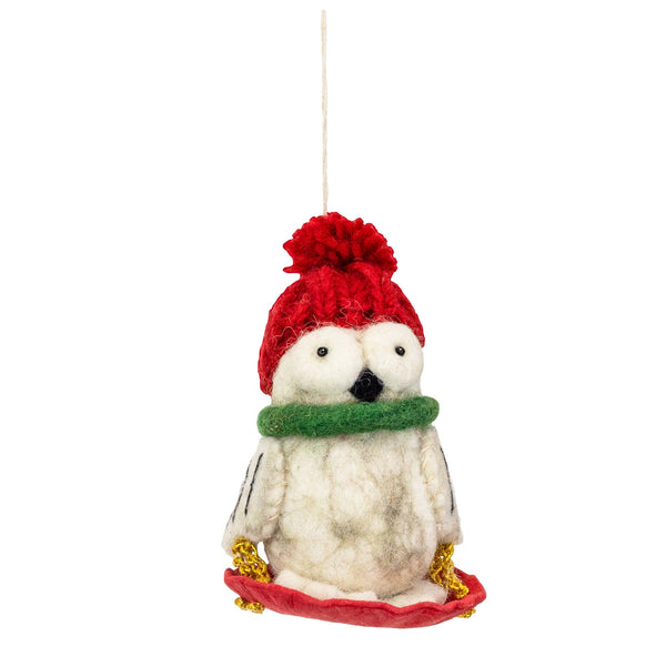 Sledding Owl Ornament