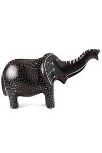 Large Black Polka Dot Soapstone Elephant