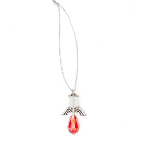 Crystal Bead Angel Ornament: Red