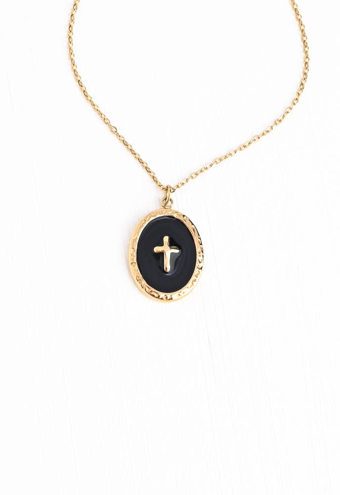 Shine Bright Cross Pendant  in Midnight Black