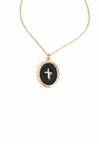 Shine Bright Cross Pendant  in Midnight Black