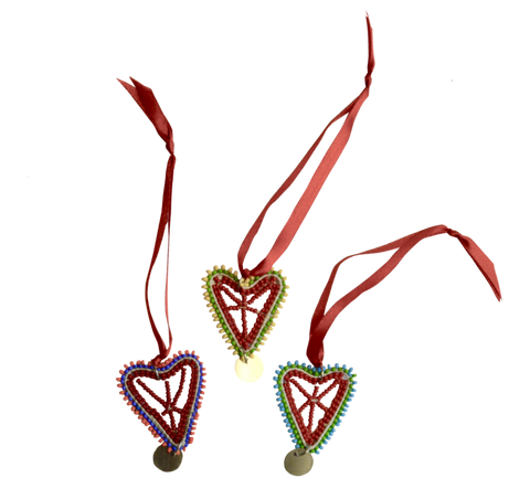 Kenyan Beaded Mini Heart Ornament