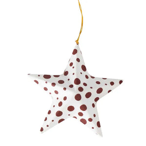 Polka Dot Star Ornament - White