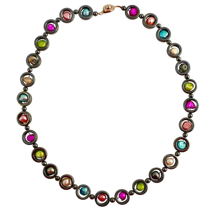 Hematite Pearl Necklace