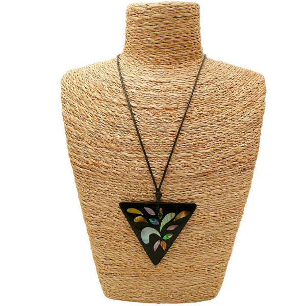 Triangle Leaf Inlay Pendant Necklace