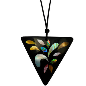 Triangle Leaf Inlay Pendant Necklace